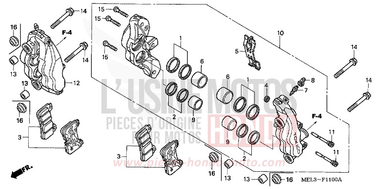 ETRIER DE FREIN AVANT de CBR1000RR "Fireblade" IRON NAIL SILVER METALLIC-U (NH167EA) 2006